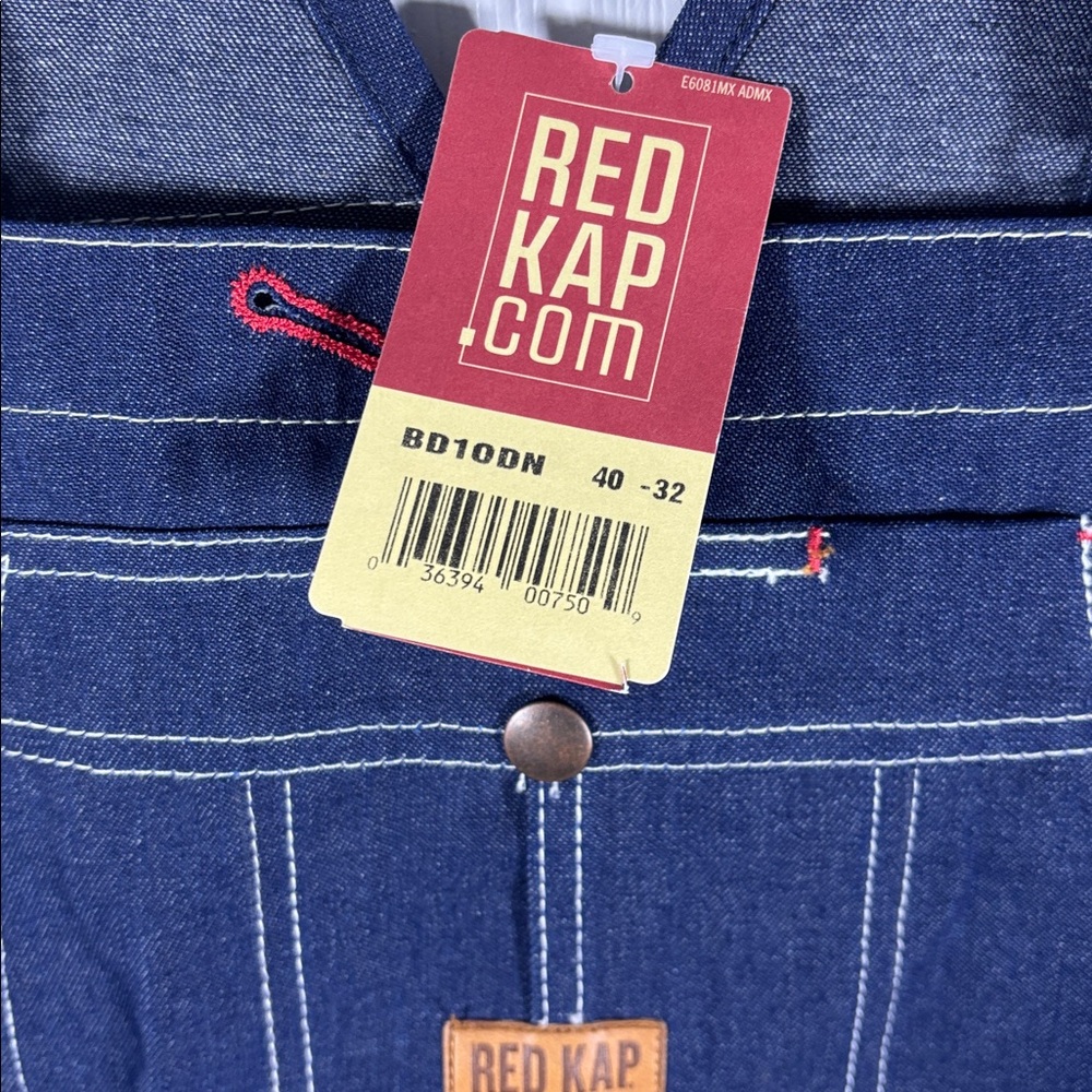 NWT Red Kap Men's Farm Outdoors Denim Blue Jean Bib Overalls 40 x 32 - Picture 4 of 7